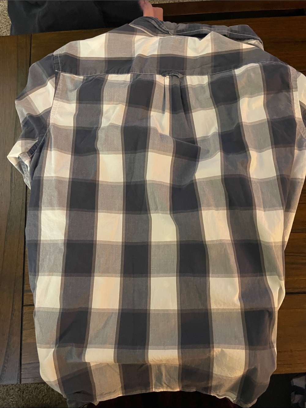 American Eagle Outfitters Blue and White Plaid Button-Down Shirt - Picture 3 of 3